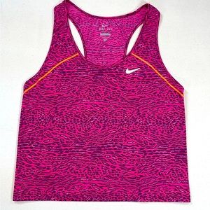 Nike Dri Fit Pink Leopard Pint Racer back athletic Tank Top SzSM